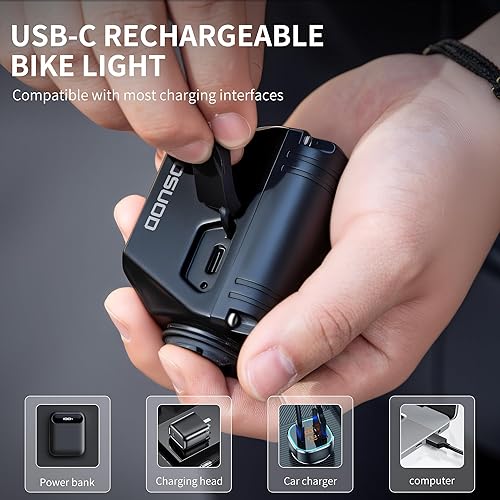 Miniatura 8 de Luz de bicicleta debajo montada para montar en la noche, haz de línea de corte de 1200 lúmenes, luz delantera recargable, 9 modos, IPX6 impermeable