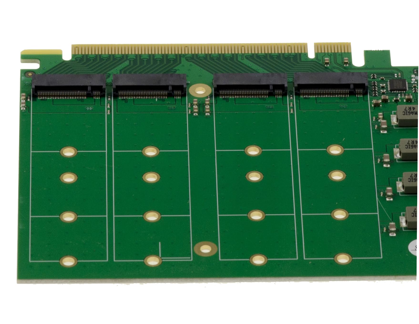 KALEA-INFORMATIQUE Karta kontrolera PCIe Gen 5.0 x16 dla 4 dysków SSD M.2 NVMe M Key z chipsetem PI6CB33402 PCIe5 64 GB/s