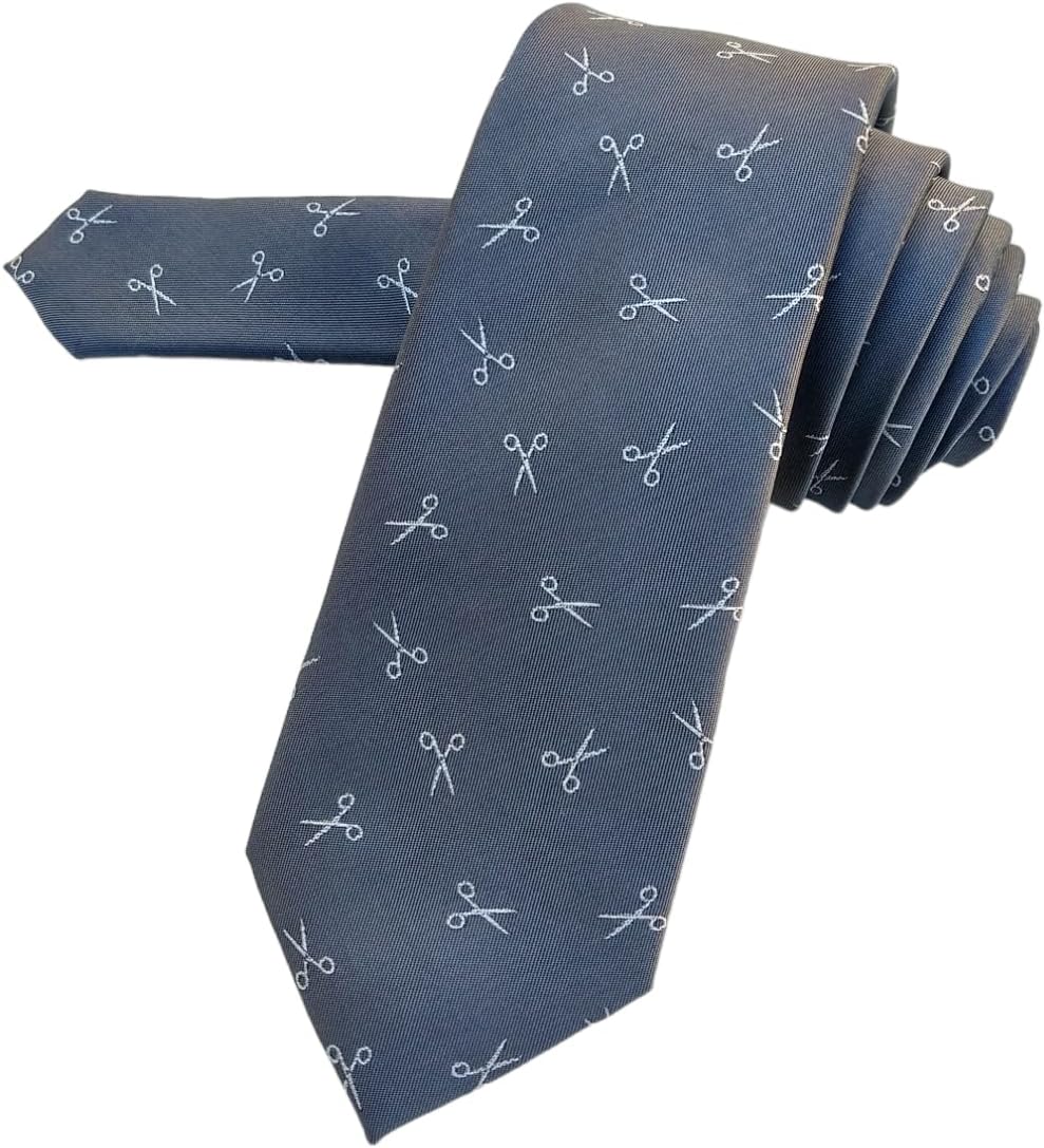 HOMIEBUDS Barber Necktie - Barber Tie - Scissors Necktie - Fashion Designer tie- Hairstylist Necktie - Men's Hairstylist Gift - Men's Barber gift - Men's Barbering Gift - Hairstylist gift for Men