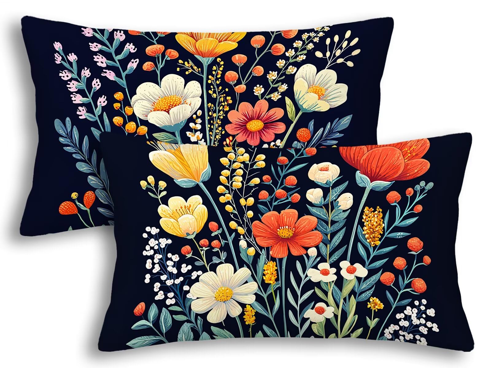 Housse coussin extérieur imperméable 40x60 pour un salon de jardin en lin fleuri