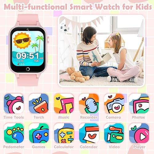 Miniatura 20 de Luyiilo Reloj inteligente para niños, reloj inteligente para niños, juguetes con 26 juegos de rompecabezas, pantalla táctil, cámara HD, reloj