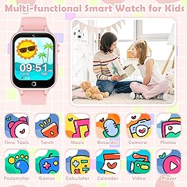 Luyiilo Kids Games Watch, with 26 Puzzle Games, Touch Screen, HD Camera, Alarm Clock, Toys for Ages 4-12 Years Old.Birthday Gift for Boys Girls (Soft Pink)