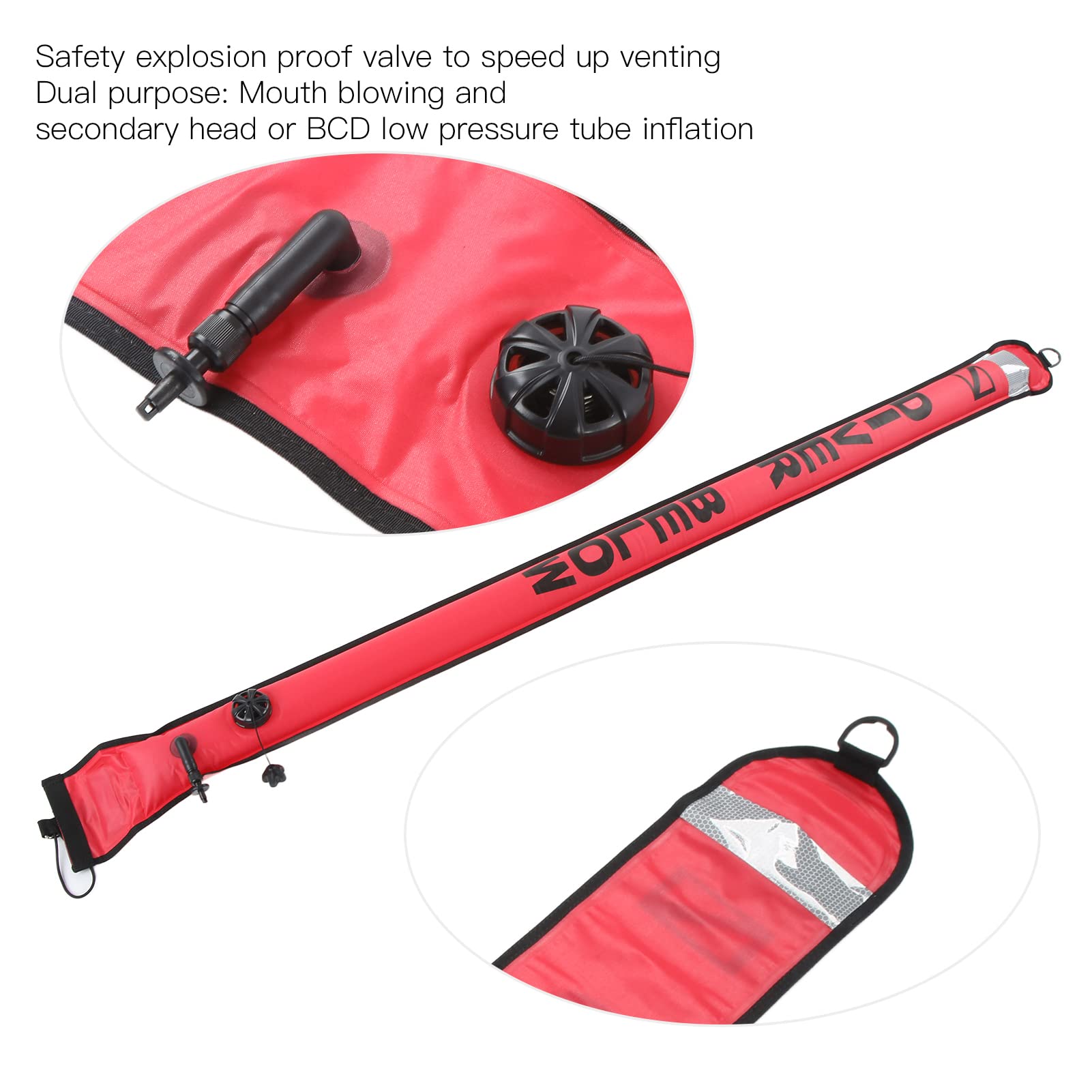 180x15cm Scuba Diving Boje Marker Boje hohe Sicht aufblasbare SurfaCemarker -Signalrohr für Unterwasser -Tauchen Schnorcheln