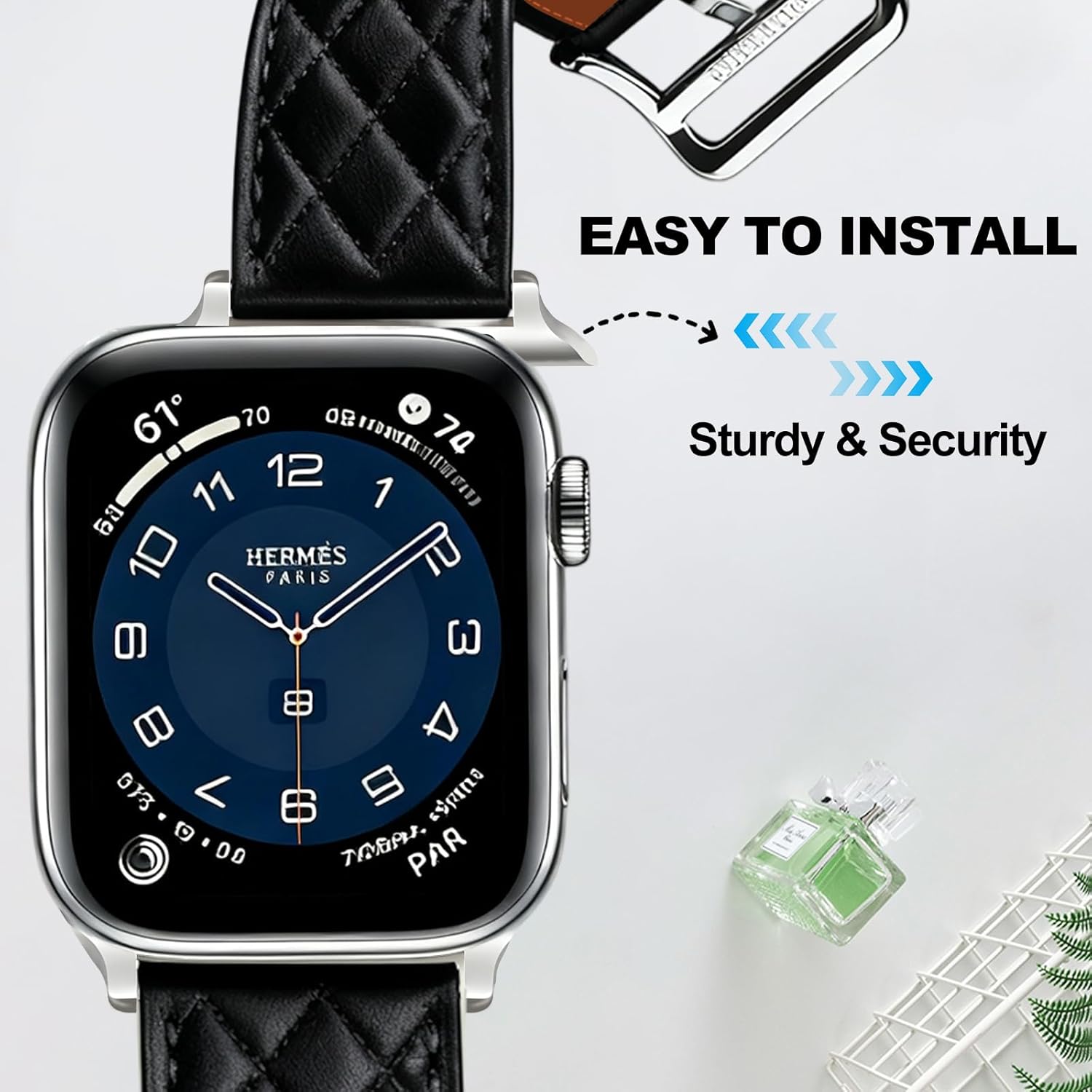 Leather Apple Watch Band Women, Slim Dressy Replacement Strap Compatible with Apple Watch Series 11-1 SE Ultra 3-1, 38mm 40mm 41mm 42mm 44mm 45mm 46mm 49mm - Image 4