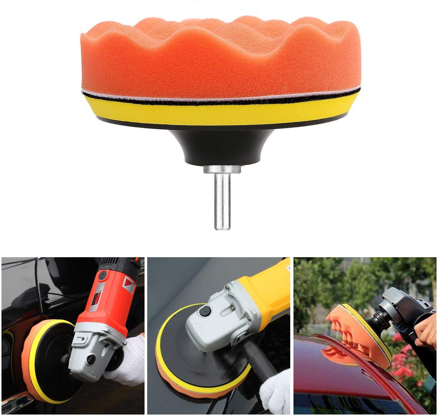 various Kit de Almohadillas de Pulido para Coche 180mm, 5 Piezas Esponjas + 1 Lana + Adaptador de Taladro, Sistema Completo para Pulir, Abrillantar y Acabado Profesional de Pintura