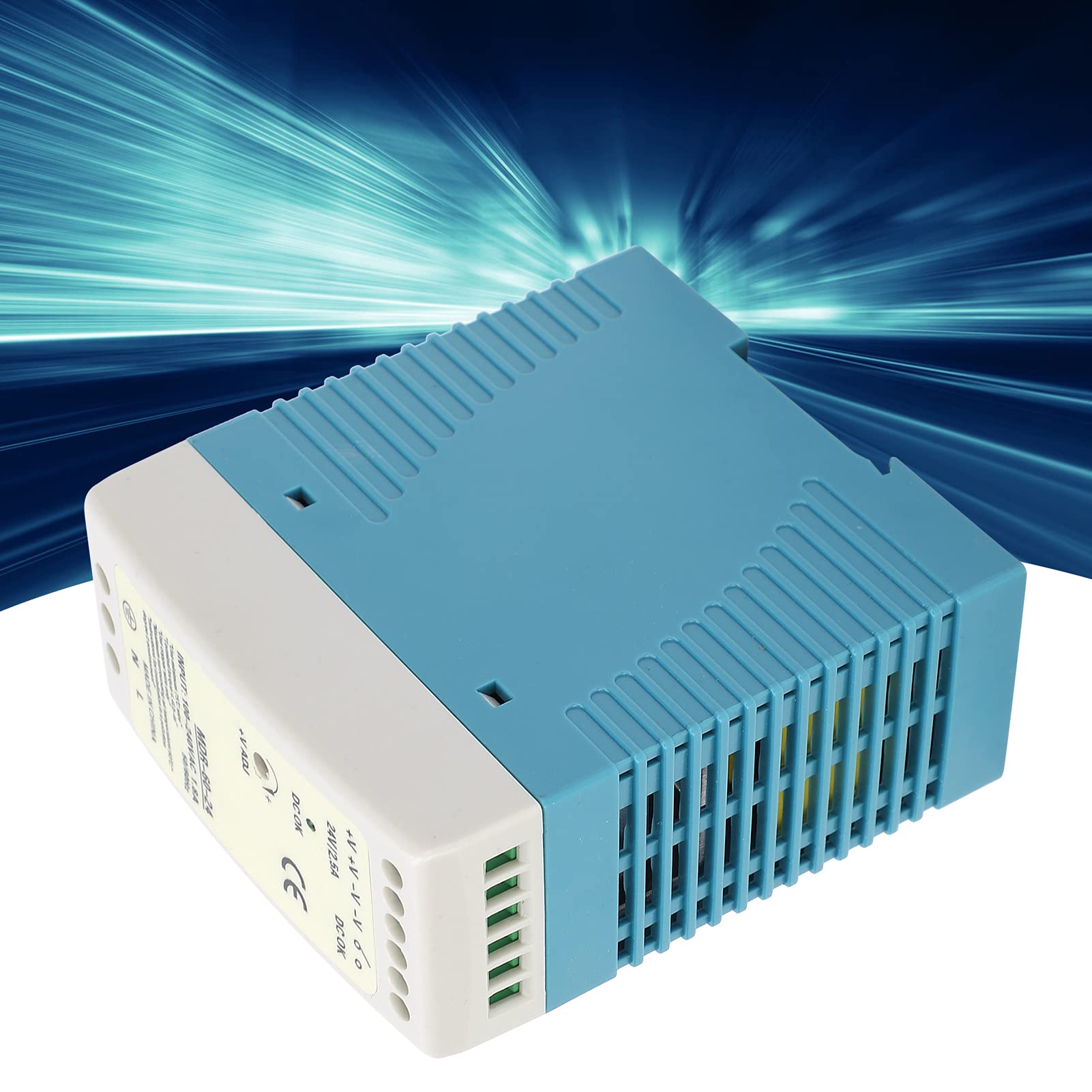 Fuente de Alimentación de Carril DIN, 60W 2.5a 100 a 240V Fuente de Alimentación Conmutada de Entrada de CA, Accesorios Industriales PLC
