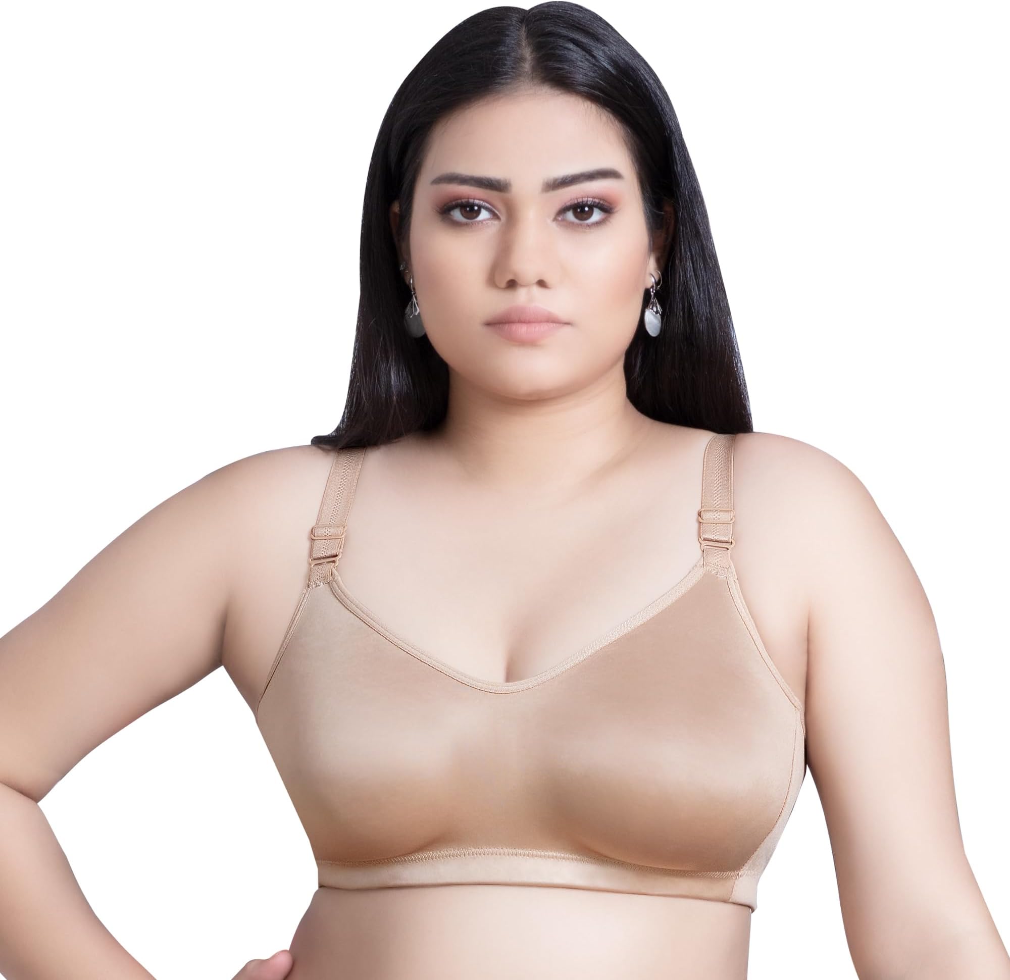 TRYLORiza Superfit Women's Non Wired Non Padded Dual Layered Premium Fabric Bra Available in D/E/F Cups, Available in Rose Gold/Dove/Ebony/Sapphire & Ruby Color