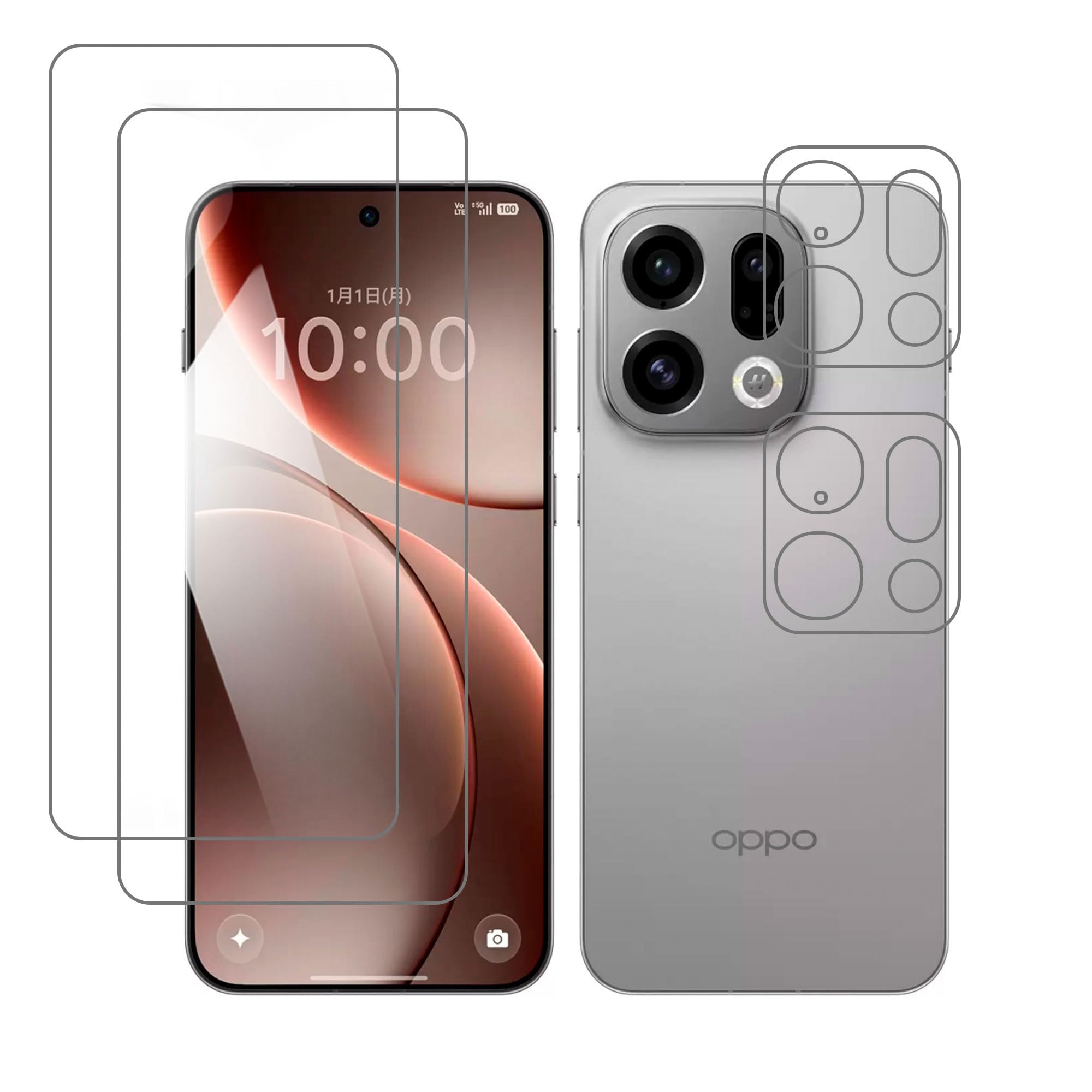 【2+2】For OPPO Find X9 用のガラスフィルム 液晶フィルム 硬度9H 超薄 高透過率 気泡ゼロ 指紋防止 飛散防止【Hcsxlcj】