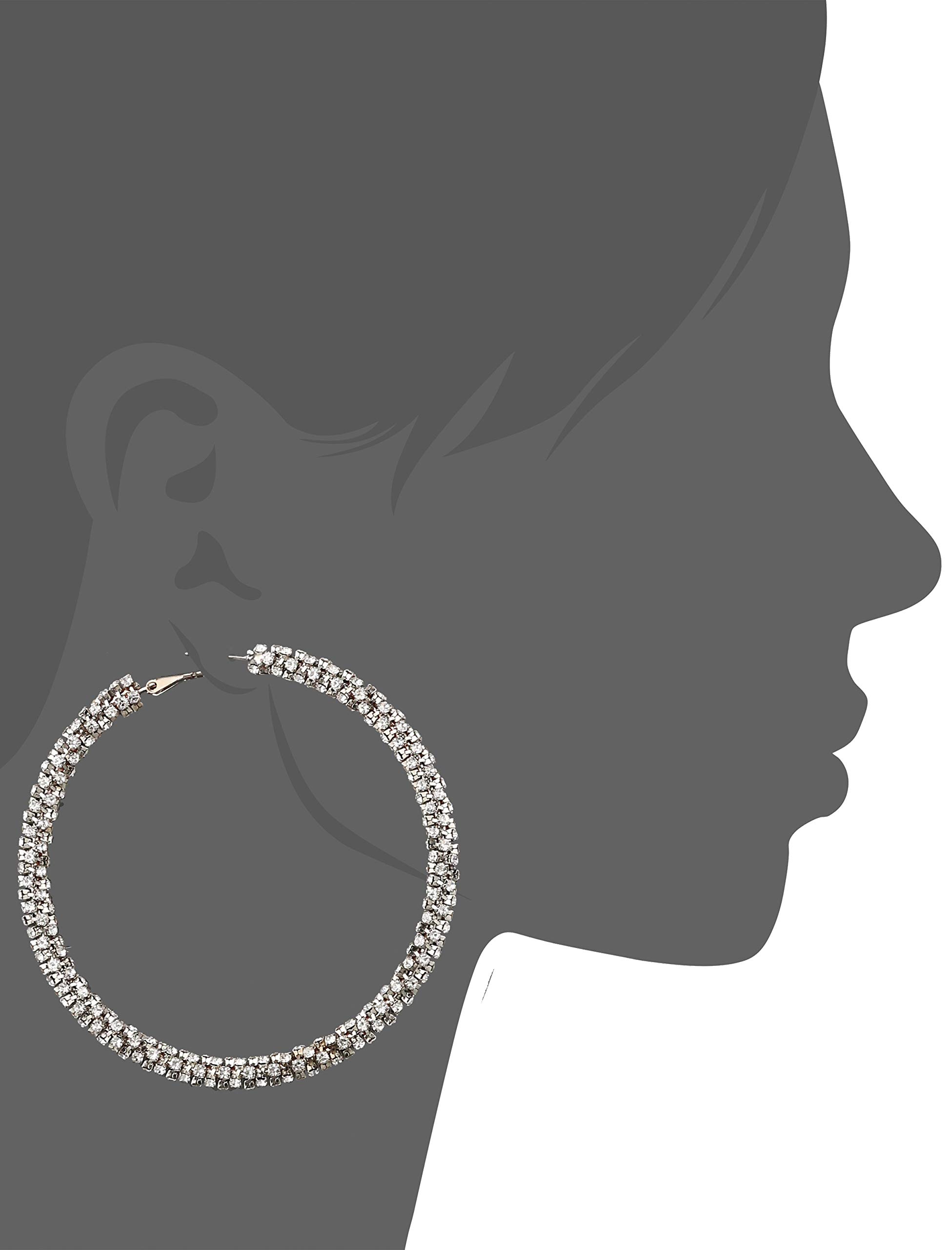 GUESS Pendientes de aro sin mangas, de piedra grande, para mujer