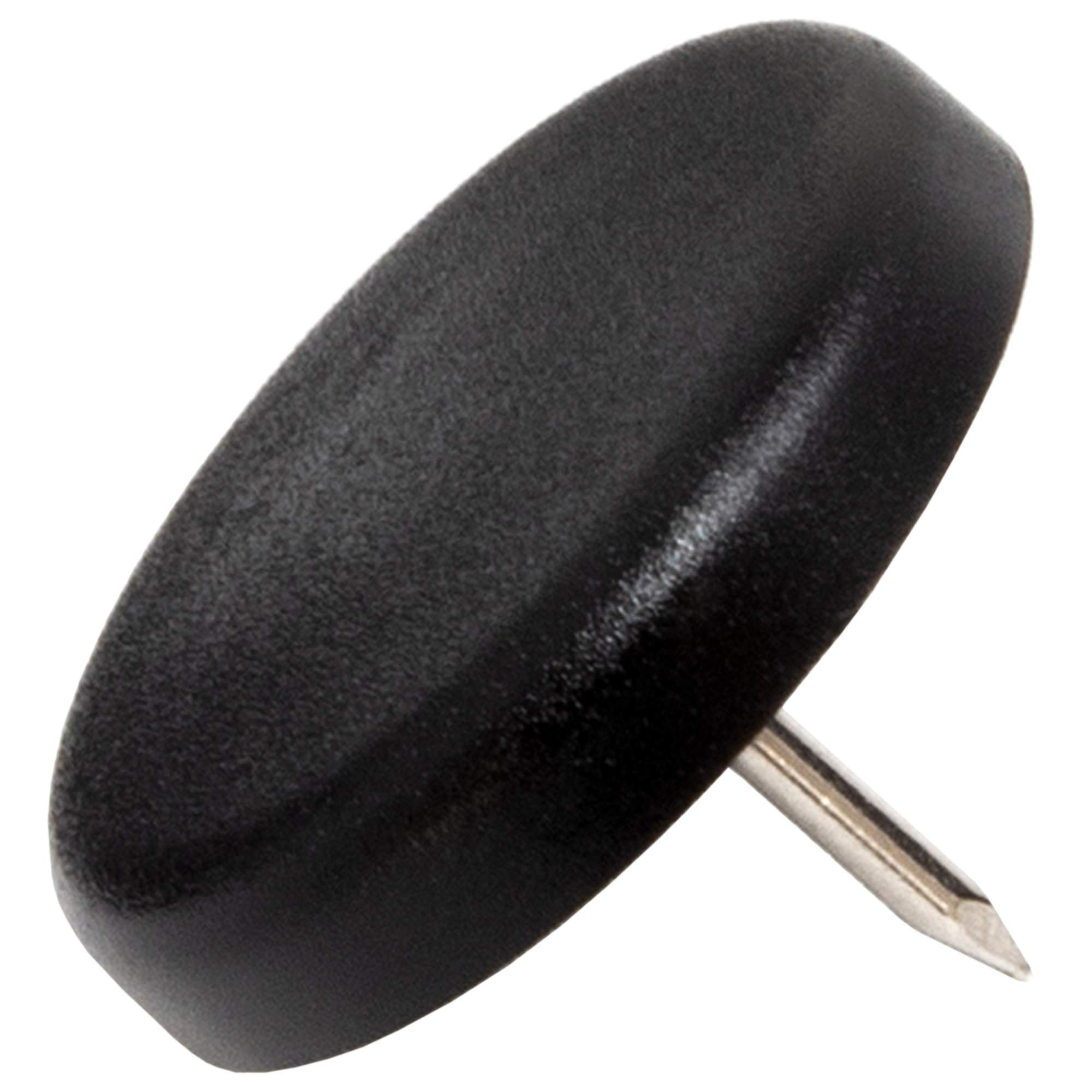 Adsamm® / 100 x Glides in plastic with nail, Black, diameter 30 mm