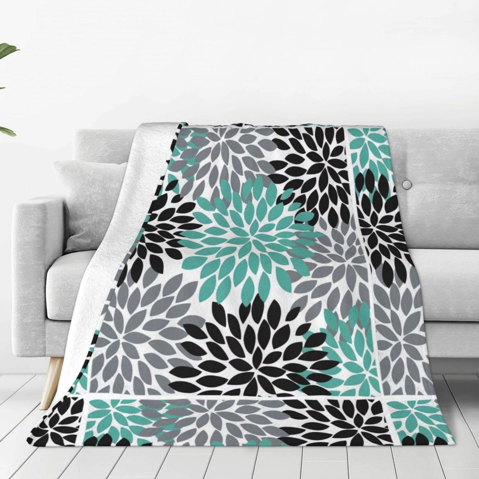 Couverture flanelle fleurie wurton dahlia jeté doux pour éliminer le froid sur le canapé