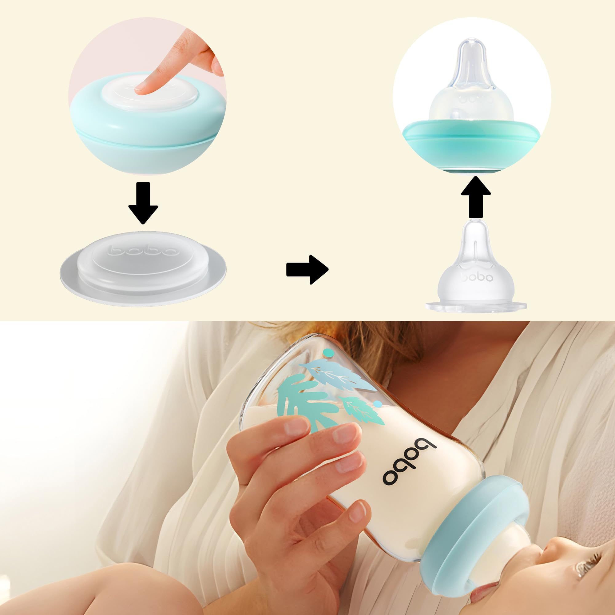YOHKOH Botellas de cristal premium para leche materna, 4 x 160 ml, para almacenamiento seguro de leche materna, apto para lavavajillas, congelador y microondas (4 unidades, 160 ml), color azul, 160 ml