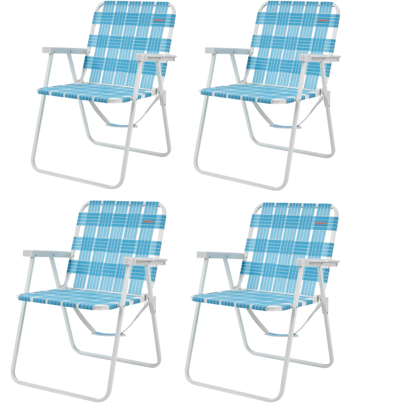 Photo 1 of #WEJOY 4 Pack Set Lightweight Folding Webbed Beach Chairs Webbing Beach Chair Web Lawn Chair Portable Camping Chairs High Back Fold up Outdoor Chairs with Shoulder Strap for Patio Garden Concert Sand