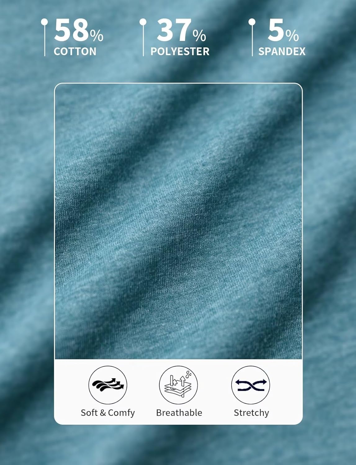 Zengjo Mens Henley Shirts Long Sleeve Casual 3 Button T-Shirts Cotton Blended Tee - Image 5