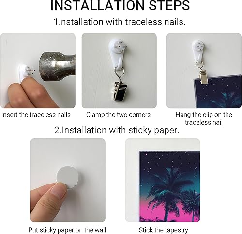 Miniatura 7 de Tapiz retro de onda sintética con luz negra, reactiva a los rayos UV, palmeras de carretera, tapices para colgar en la pared, carteles de luces