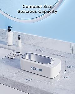 OSLTWI Ultrasonic Jewelry Cleaner Machine: 48KHz Ultra Sonic Cleaner for Jewelry,Eyeglass,Rings,Watch Band,Dentures,with Dual Cleaning Modes,350ML 304 Stainless Steel Tank,Gift for Wife,Mom,Daughter