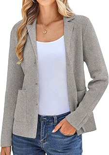 KANCY KOLE Women's Stretchy Knit Blazer - Soft Viscose Blend, Machine Washable