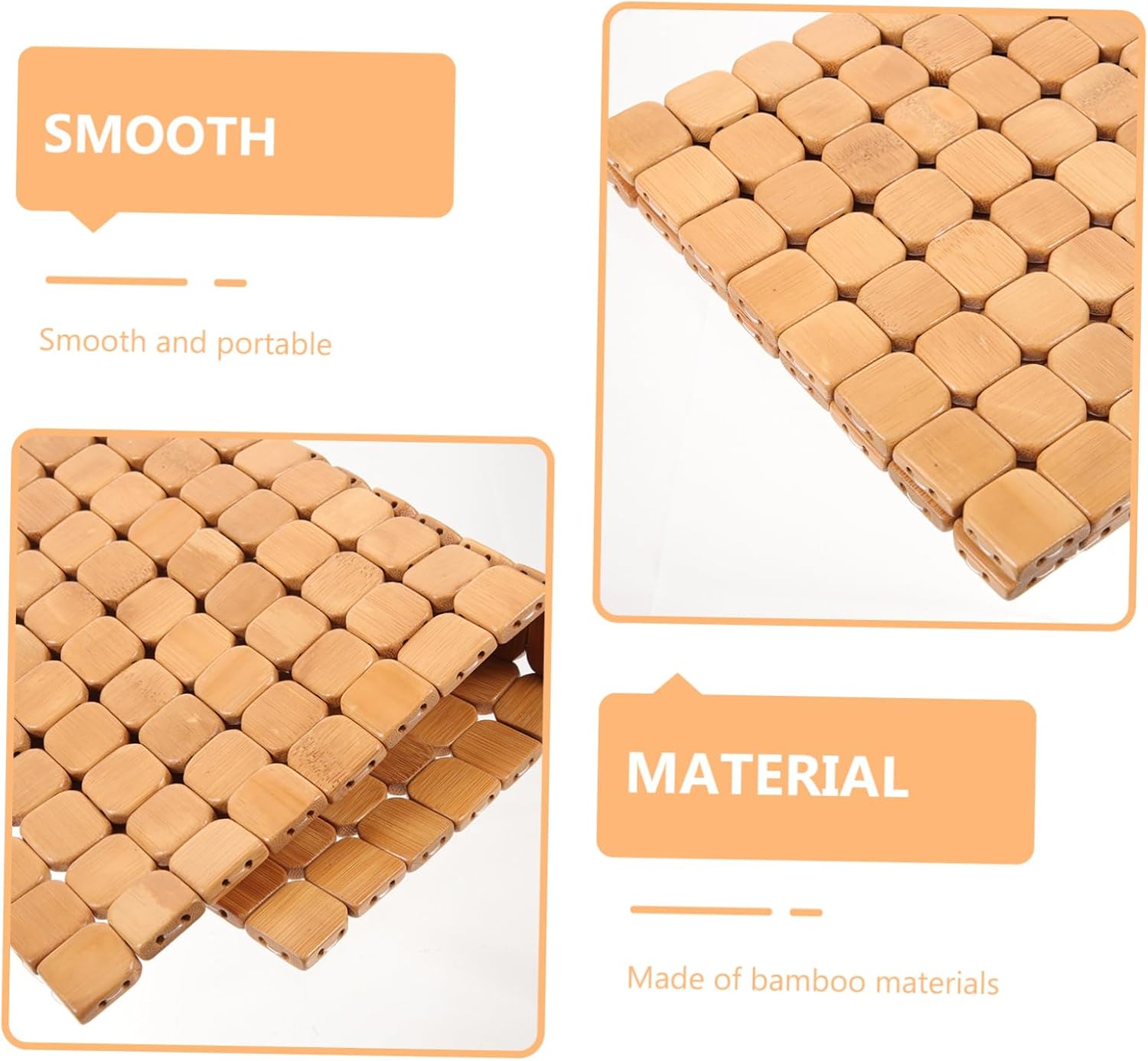 KICHOUSE Ergonomic Bamboo Seat Pad Car Seat Cushion Outdoor Patio Cushions for Pressure Relief