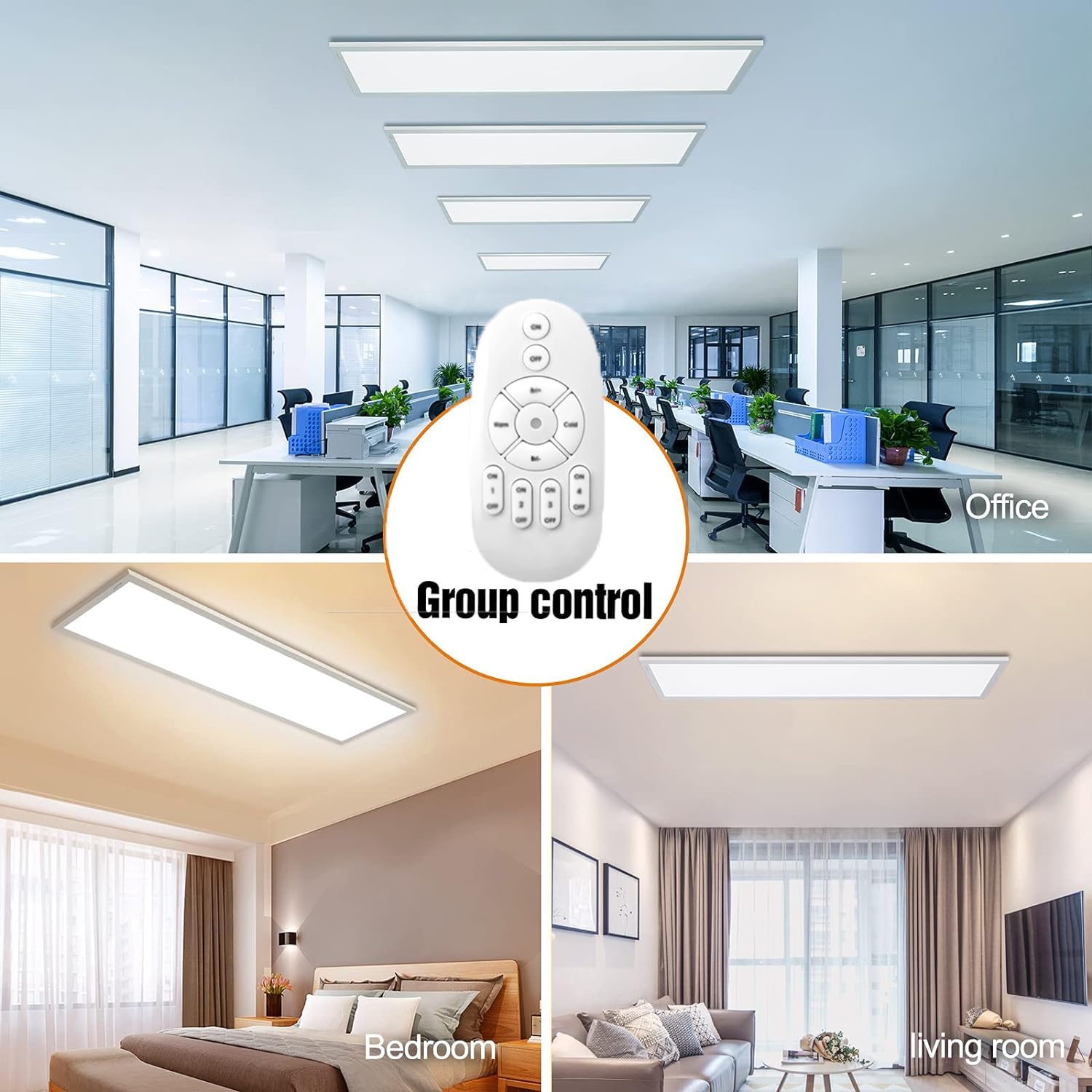 Dimmbar LED Deckenleuchte Panel 120x30 cm mit Fernbedienung, 2 Stück, 40W 3200LM Deckenlampe Starkes Licht, Warm/Natur/Kalt Weiß Licht Ultra Dünne Flach Beleuchtung für Büro Werkstatt Wohnzimmer
