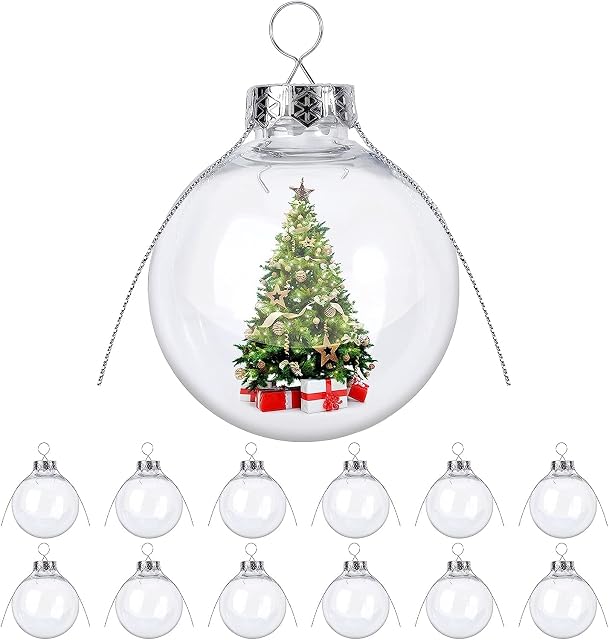 BLAZOR Fillable Bauble for Craft, Clear Baubles Set, Plastic Baubles to Fill, Creative DIY Christmas Decorations