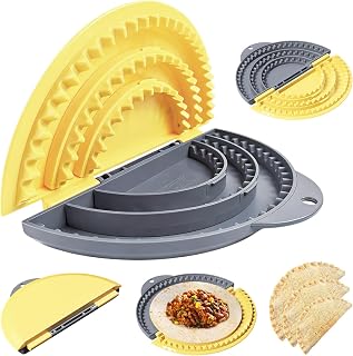 Tortilla Sealer,SELERS,Tortilla Crimper Maker,Quesadilla Crimper Removable & Adjustable 4"- 10" /6"- 12",for 4''-12'' Wraps,Tacos,Burritos,Pasties,Tortilla,Dumplings,Sandwich,Grey Yellow (6"+8"+10")