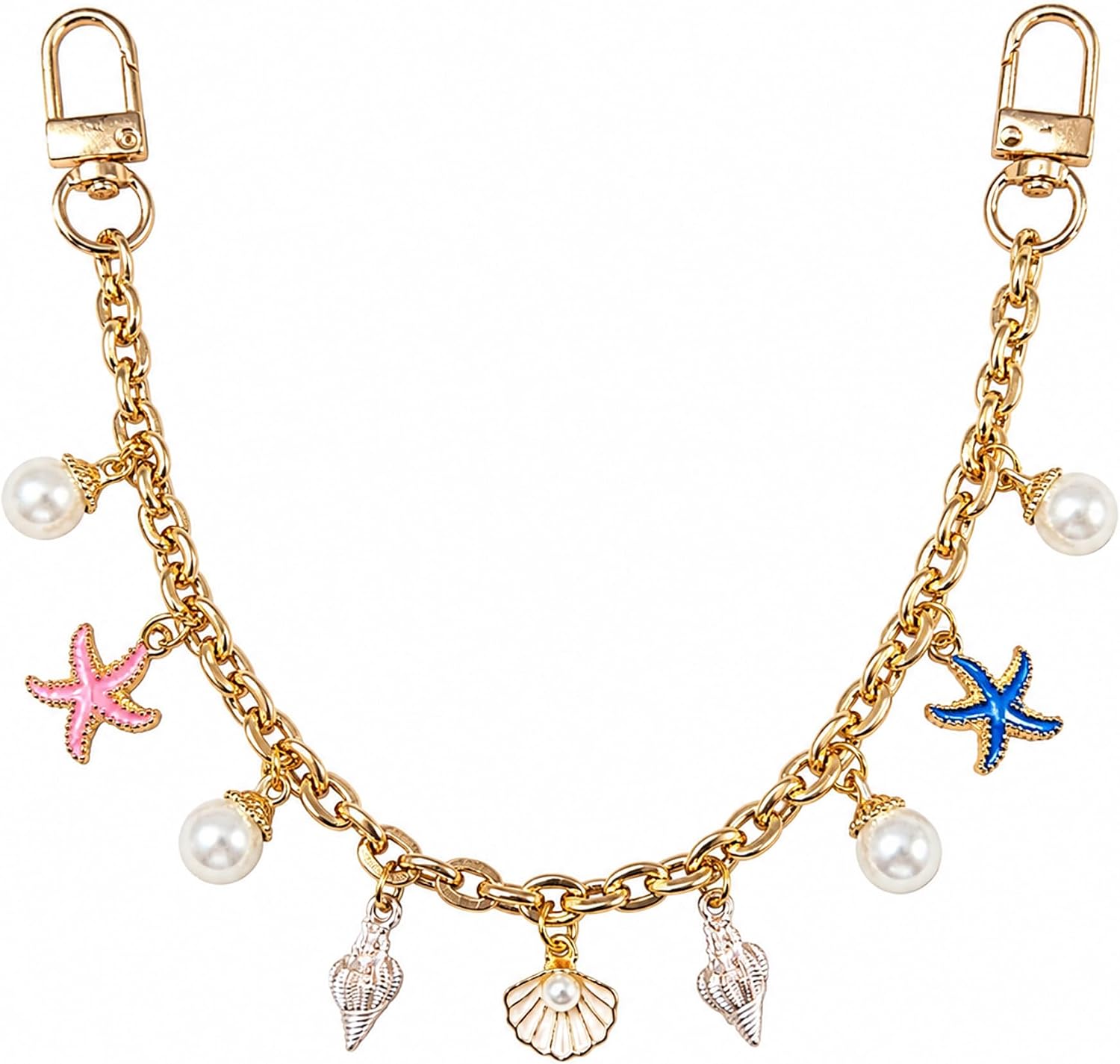 Shell Purse Chain for Handbags, Gold Beach Bag Charm with Starfish