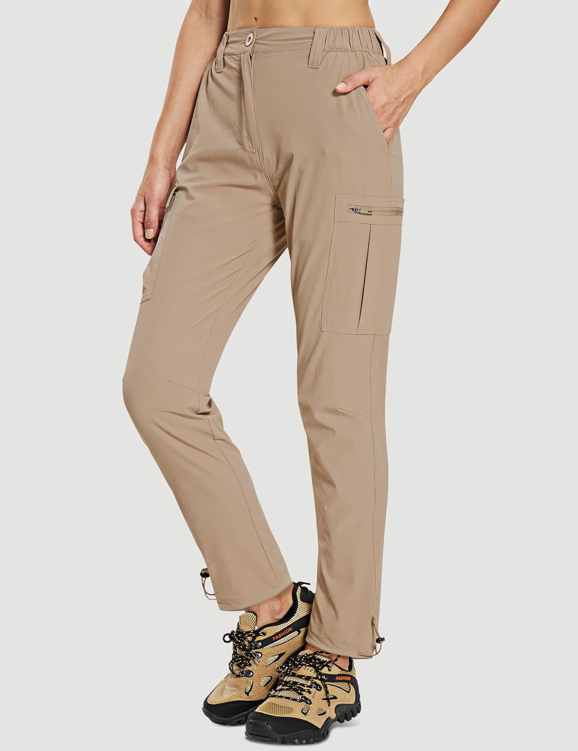 MOURCE Womens Hiking Pants Lightweight - Quick Dry Water Resistant Cargo Pants Women with 7 Pockets & Adjustable Ankle Cuffs