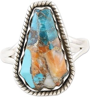 Oyster Copper Turquoise Ring, 925 Sterling Silver, Gift For Valentine's Day, December Birthstone Ring, Handmade Statement Rings, Natural Gemstone Ring, Bridal Ring, Coffin Ring, Unique Jewelry, Turquoise Ring, 92.5% Solid silver ring, Coffin Shape Stone ring, Handcrafted Jewelry, Turquoise Jewelry, Handmade Statement rings, Bohemian ring, Hippie Ring, Bridesmaids Gifts For Her, Dainty Ring