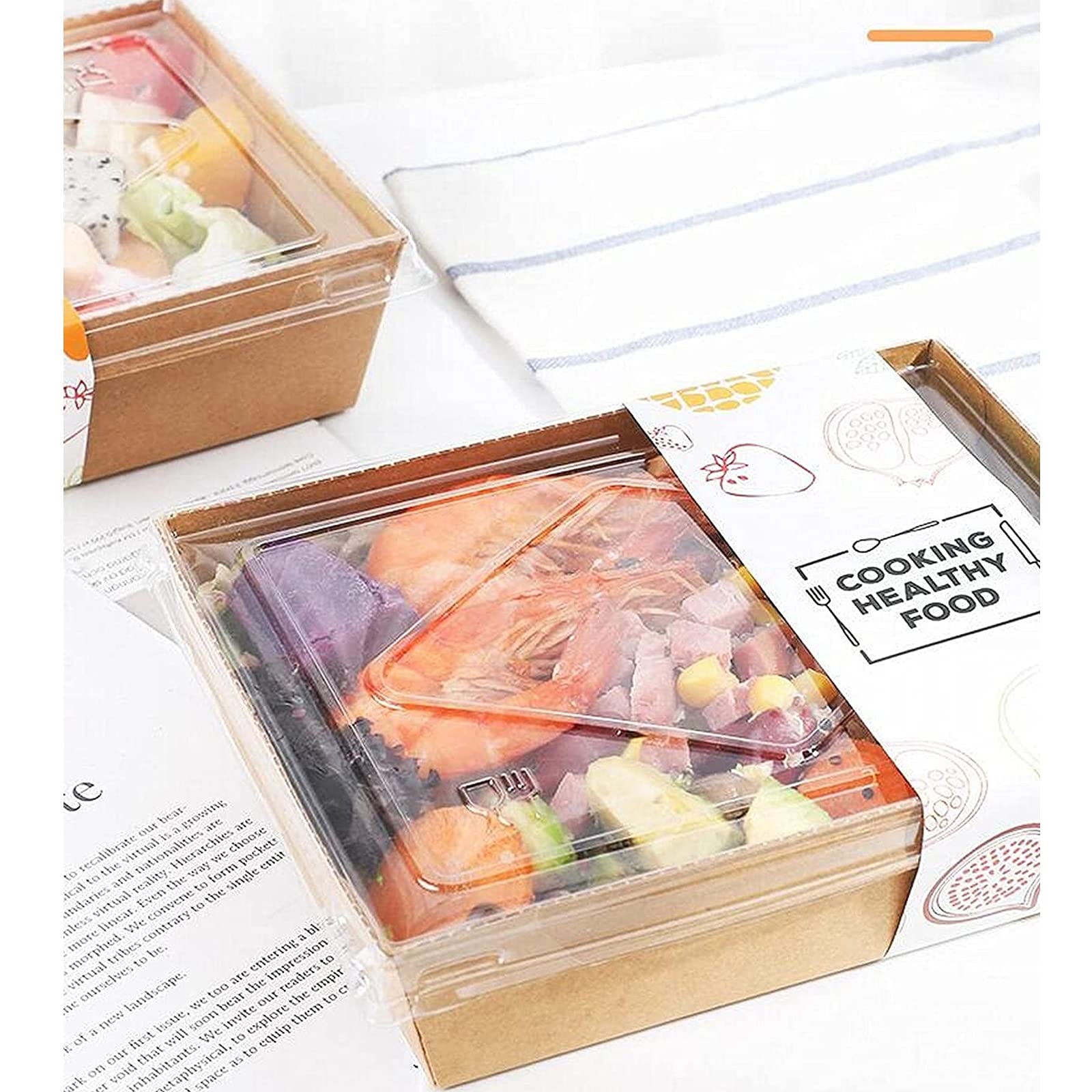 CaterCo Scatole Per Alimenti Da Asporto, In Carta Kraft, 100 Pezzi, N - Foto 14