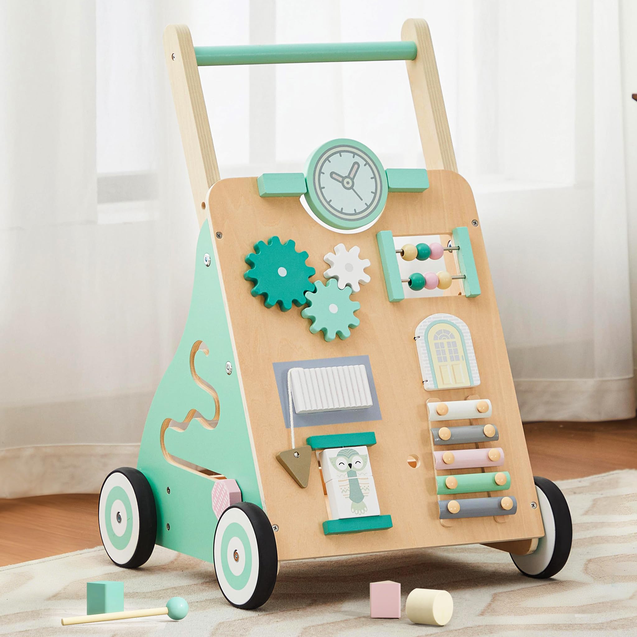 Amazon.com : Tltaroni Baby Walker with Wheels, Wooden Baby Walker