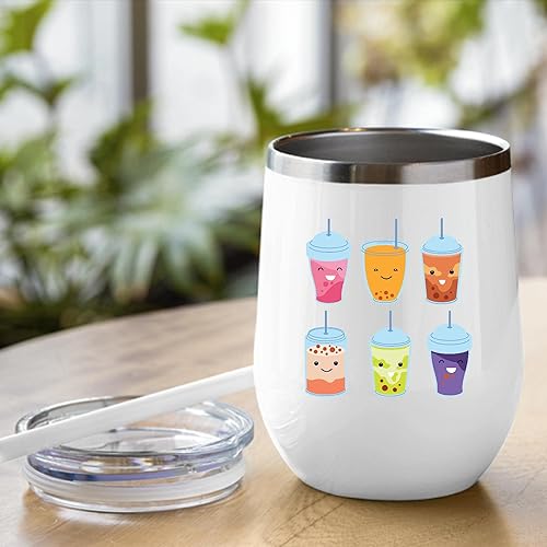 Miniatura 5 de Boba Tapioca Pearls Bubble Tea Drink Tea Based 12oz Wine Tumbler Cup