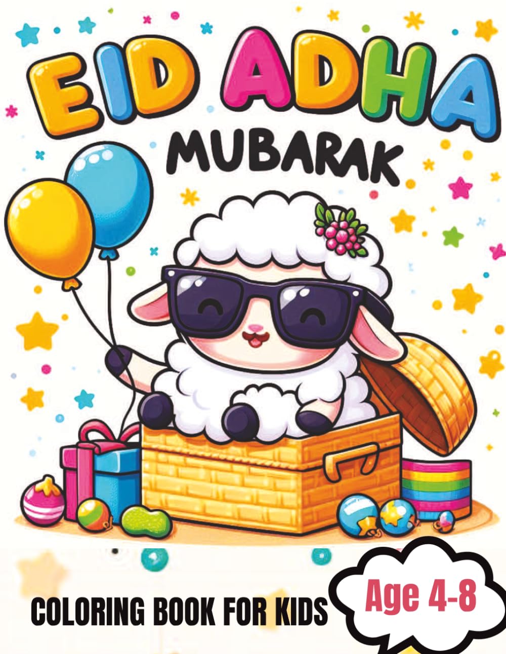 My First Eid al-Adha Coloring Book: Fun and Easy Coloring pages with Sheep,Cows,kaaba,Balloons and Happy Family Scenes for Kids