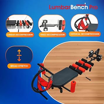 Lumbar Decompression Table with Cervical Traction by Lumbar Bench Pro|Realign Vertebrae & Alleviate Lumbar Strain |Full Body Stretching Neck, Back, Knee, and Hip| Relieve Pain- Max User Height 6' Feet