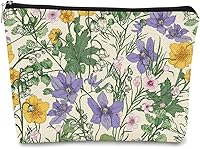 Vista 8 de Bolsa de maquillaje floral, bolsa de cosméticos de flores, bolsa de maquillaje estética, bolsa de maquillaje pequeña, bolsa de maquillaje