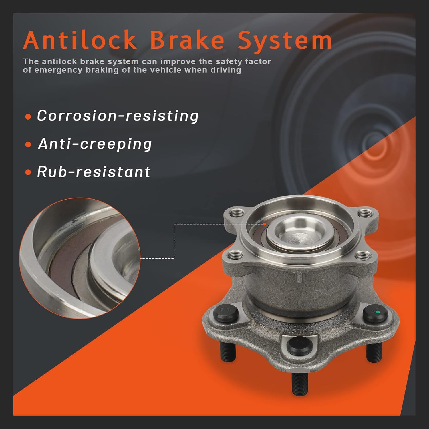 DRIVESTAR 512201 Rear Wheel Hub & Bearing Assembly for Nissan Altima 2002-2006, 2004-2008 Nissan Maxima, 2004-09 Nissan Quest, 5 Lug w/ABS