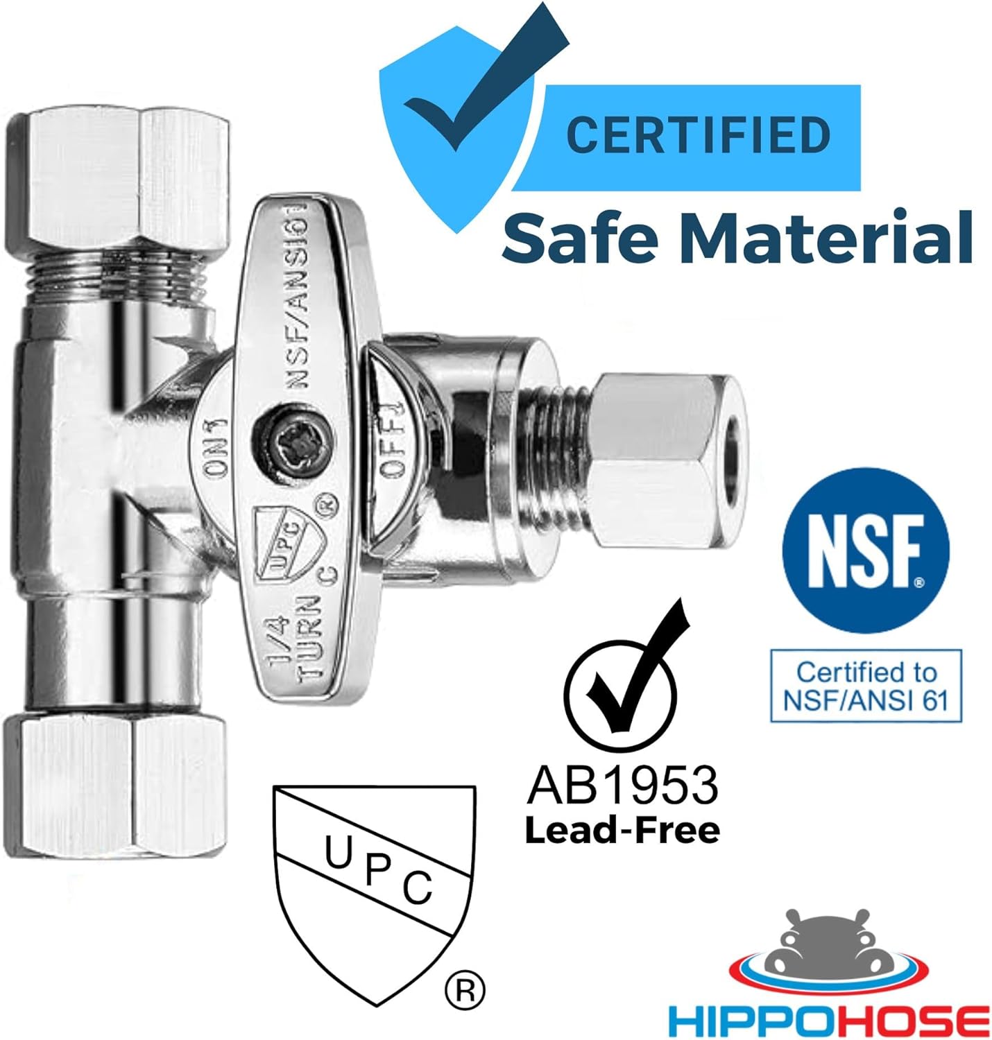 Tee Stop Valve (3/8" x 3/8" x 3/8") - Lead-Free T-Valve for Faucets, Dishwashers, Refrigerators, Icemakers, RO Water Filters, Toilets, Bidets - Threaded 1/4 Turn Brass T-Connector Valves
