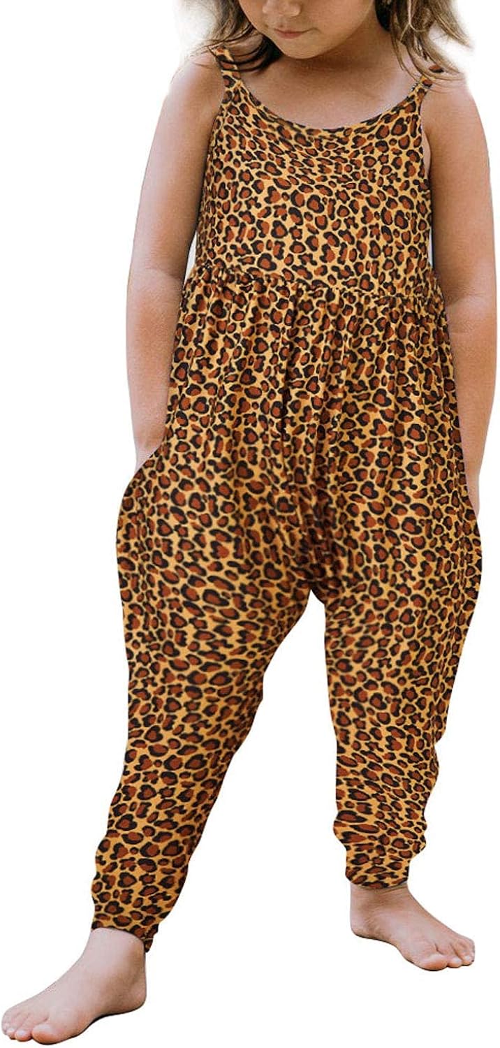 Child Toddler Lady Cute Strap Jumpsuit One-piece Romper with Pockets 1-8 Years