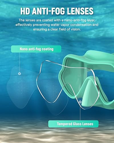 Miniatura 2 de W WSTOO Máscara de esnórquel antivaho antifugas, máscara de buceo panorámica, máscara de natación inastillable de vidrio templado, gafas de natación