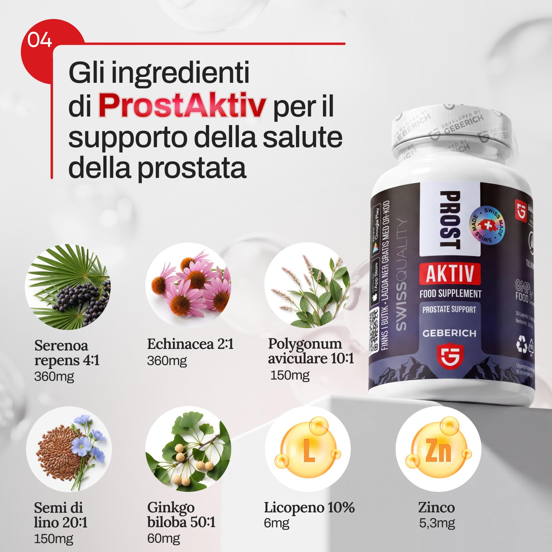 Capsule ProstAktiv | Serenoa Repens 360mg + Echinacea 360mg | Integratore Prostata Uomo con Ginkgo biloba, Licopene, Zinco | Supporto Prostatico e Vie Urinarie | 30 Capsule