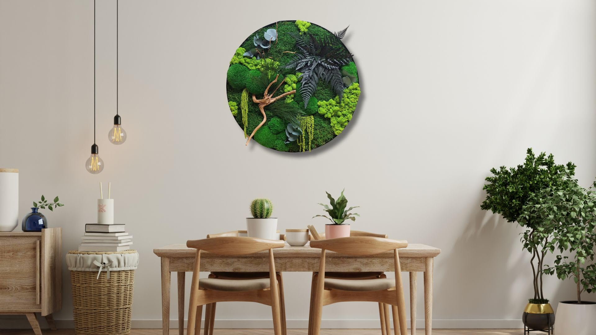 HelloMoss Moosbilder mit Rahmen 40cm - Moosbild XXL mit Island Moos Konserviert - Luxus Deko für Ihr Zuhause - Mooswand Deko Wohnzimmer Groß