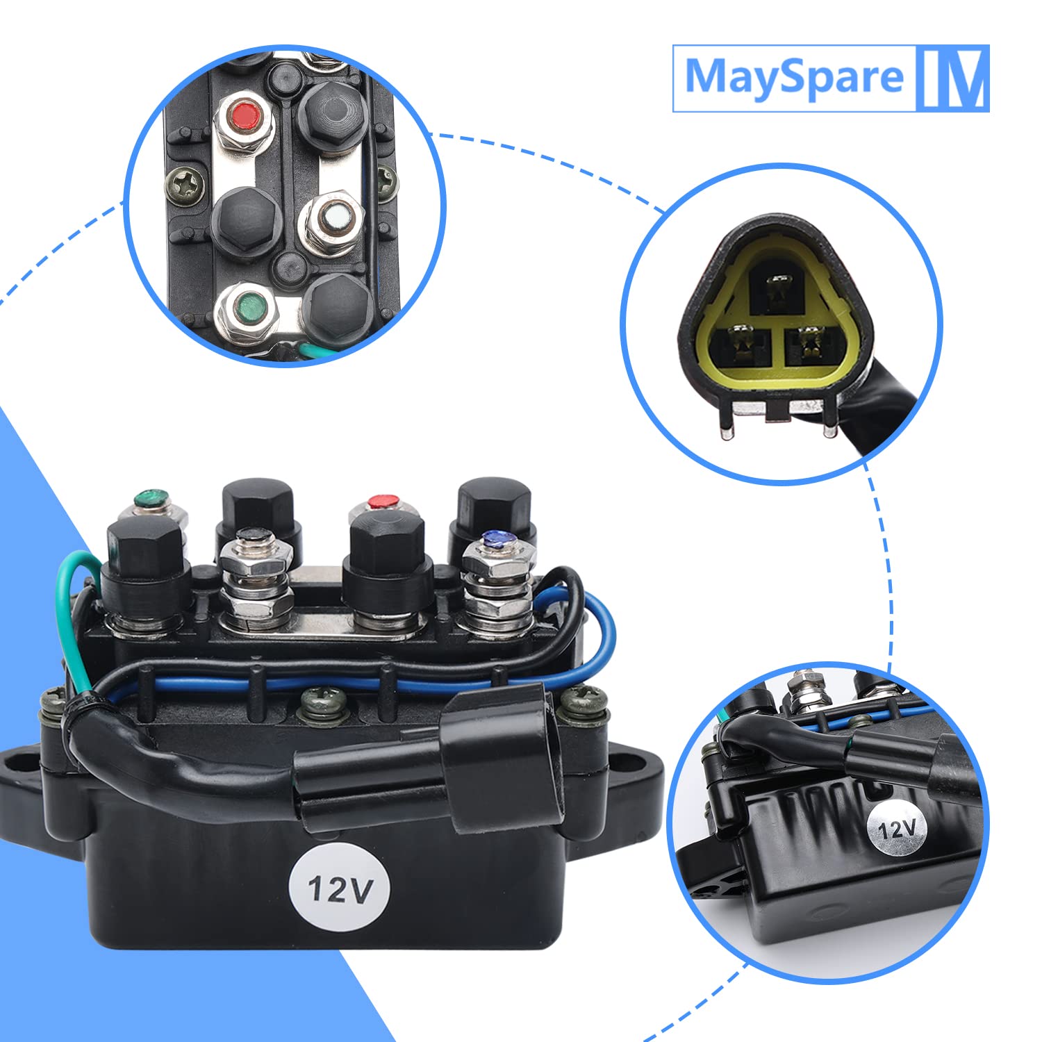MaySpare Outboard Trim Relay 61A-81950-01-00 61A-81950-00-00 Compatible with Yamaha 4 Stroke Engine F25HP, 40HP, 50HP, 60HP, 75HP, 90HP,150HP 225HP 250HP Yamaha Trim Relay Outboard 3 Pins