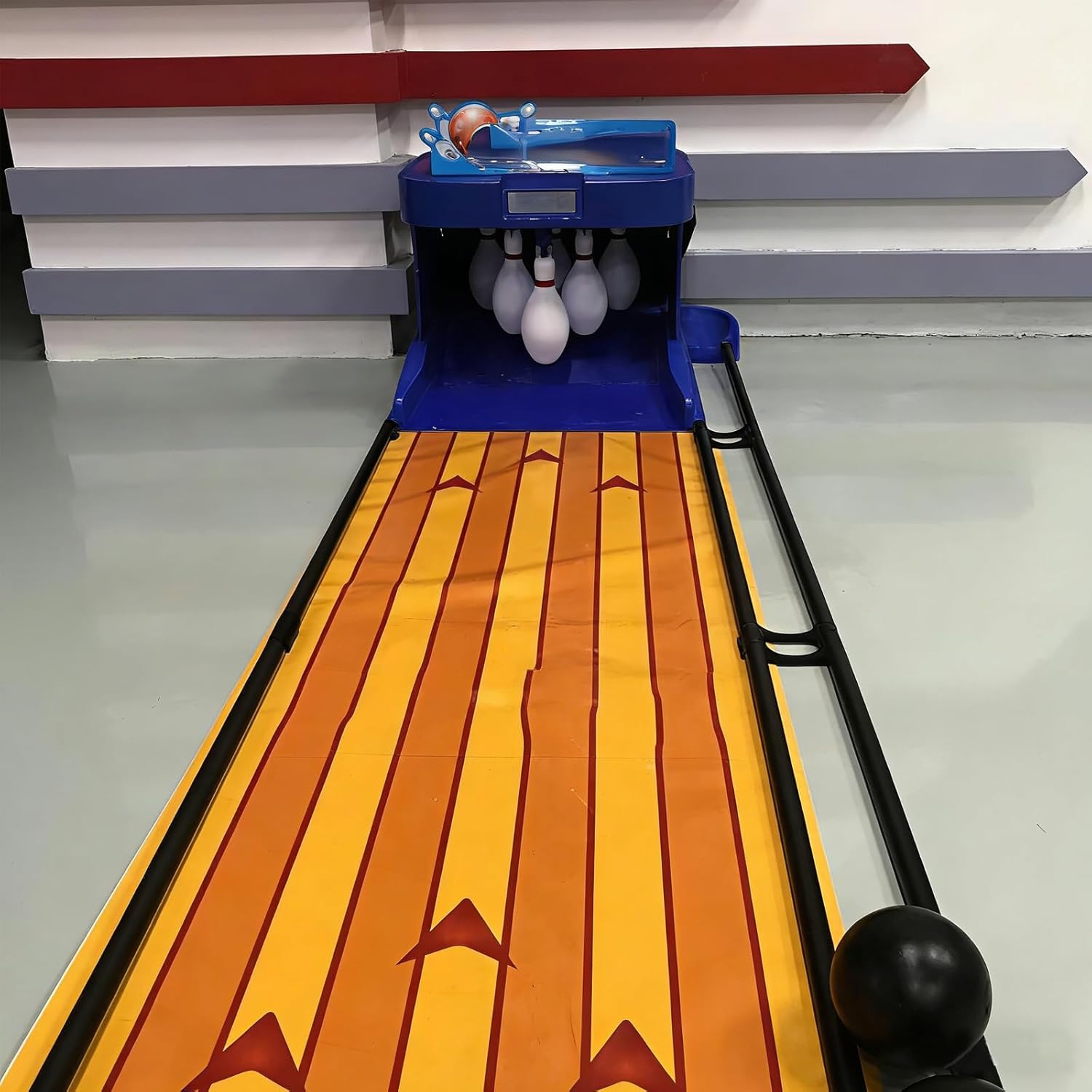 Foldable Bowling Set Electronic Bowling Ball Console Simulation Sound Effect with LED Scoreboard for Gathering Home(Size:2m/6.5ft)