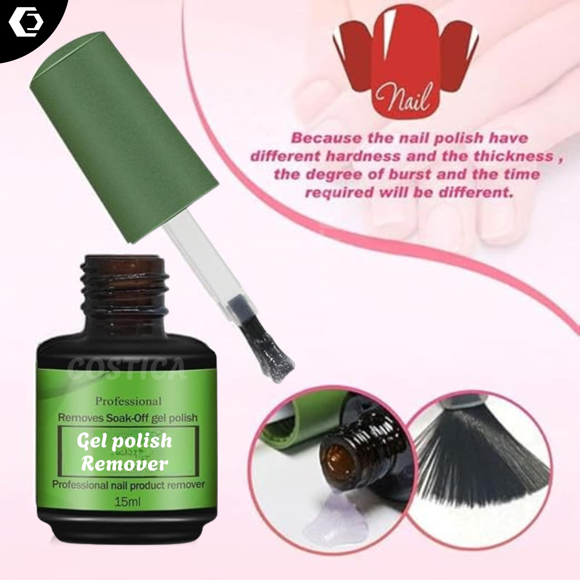 COSTICA Gel Nail Polish Remover, Professional Magic Remove Soak-Off Gel Polish, Peel Off In 2-5 Minutes, No Need for Foil, Soaking or Wrapping. - Image 4 thumbnail