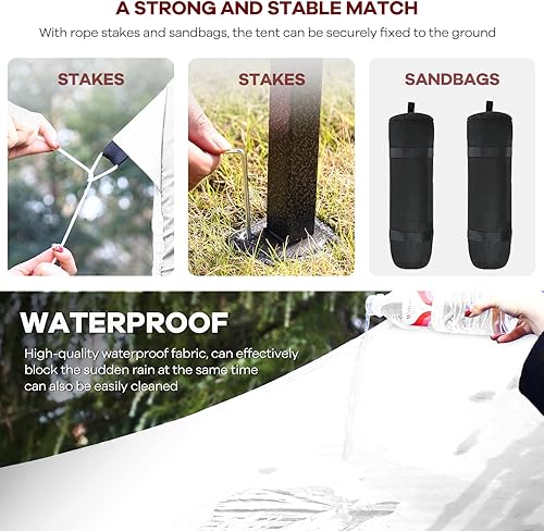 Miniatura 5 de Toldo desplegable de 10 x 10 pies, tienda de campaña para exteriores, tienda de campaña plegable para fiestas con 1 bolsa de transporte, 4 bolsas de