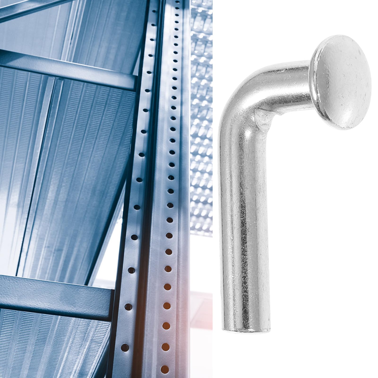 100 Pasadores de Seguridad Galvanizados en L para Estanterías de Palets, Hierro Resistente, Fácil Instalación, Accesorios para Almacén y Negocio