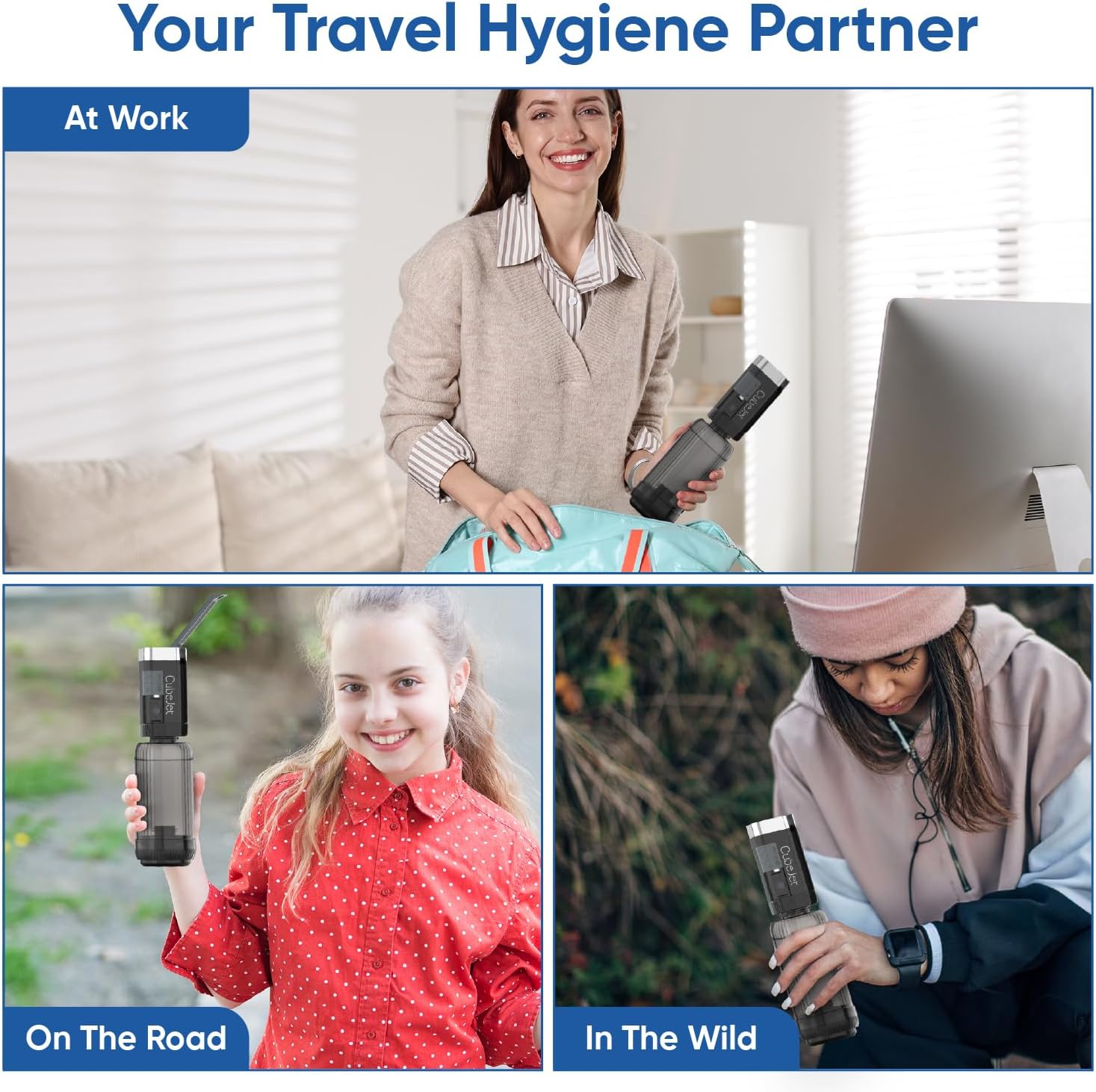 BIDET BUDDY® CubeJet Portable Bidet | Rechargeable Electric Travel Bidet for Travel, Camping & Home | Ultra High Pressure USB-C Hygiene Device with Seat-Bidet-Level Cleaning Power - Obsidian Drift - Image 7