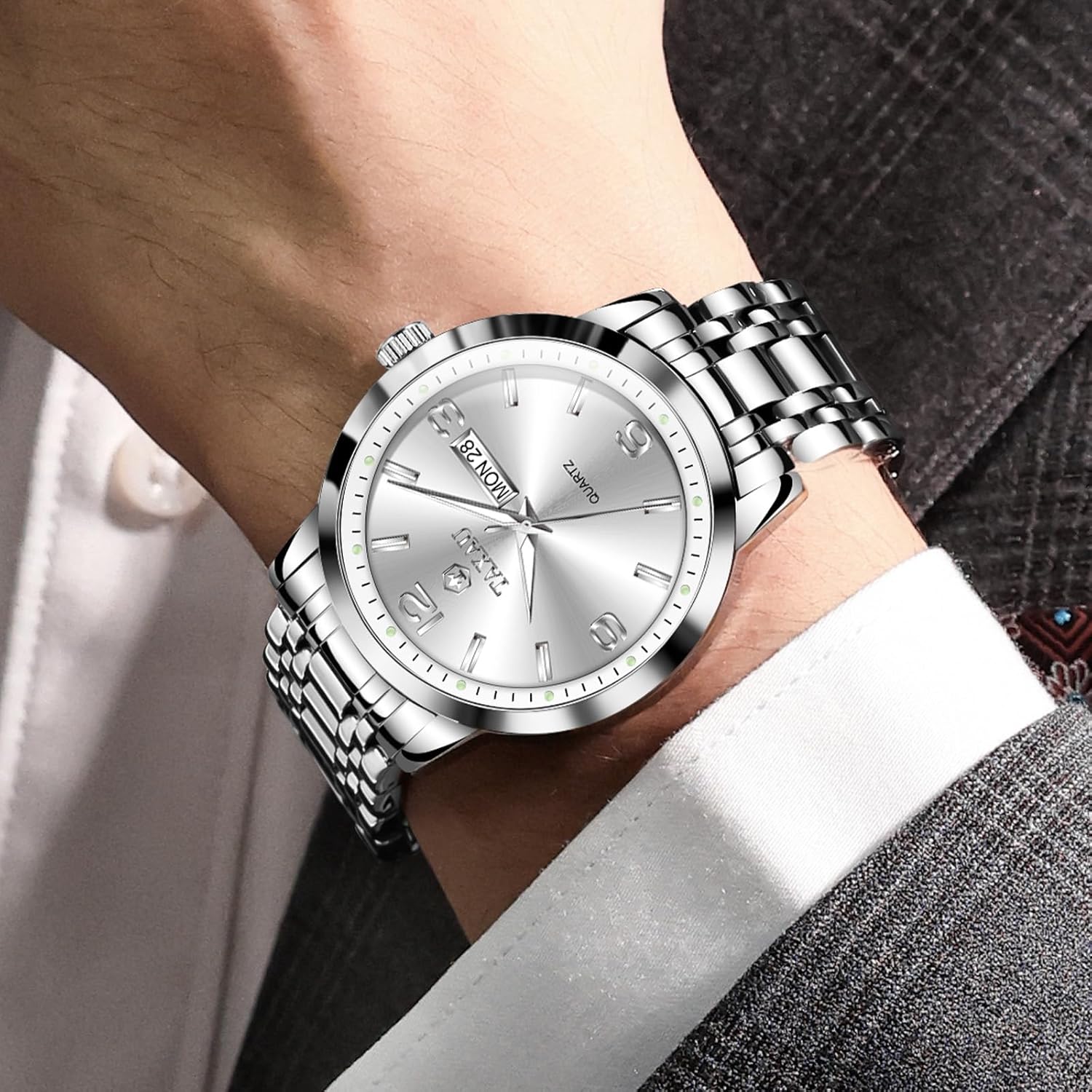 Mens Watches Large Face Casual Watches for Men Luxury Analog Quartz Men's Wrist Watch Classic Waterproof Mens Dress Watch with Day Date Luminous Relojes para Hombre - Image 7