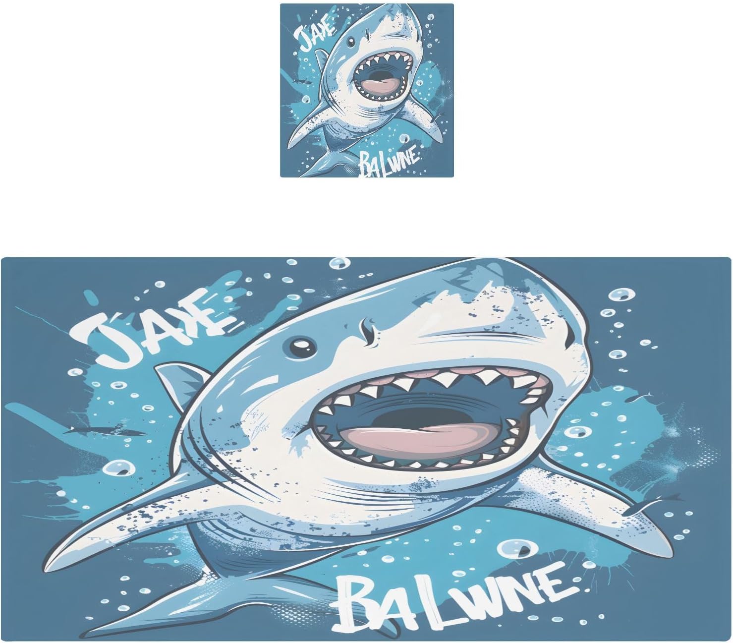 Hand Towels Premium Soft and Highly Absorbent Hand-Drawn Cartoon Shark 2 Pcs Towels for Bathroom Set 100% Cotton Decorative Face Towels