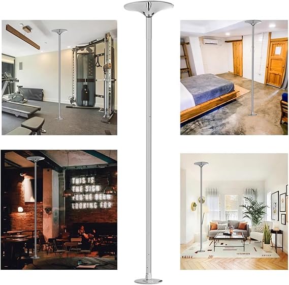 Spinning Dancing Pole for Home, Spinning Static Dancing Pole Professional Dance Pole Removable 45mm for Home Gym Club Bar, 440LBS Weight Capacity (Color : Svart)