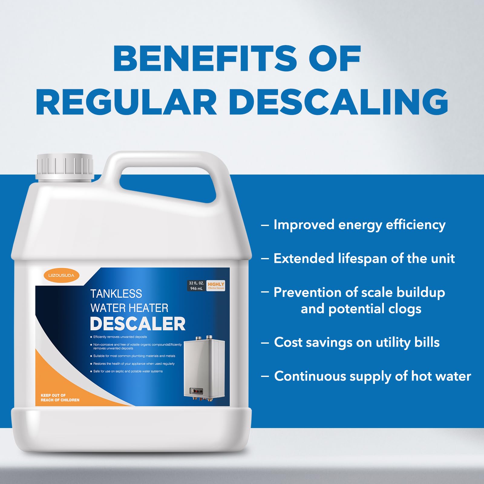 Clearflow Solutions Tankless Water Heater Descaler – 128 Oz Gallon, Nontoxic, Biodegradable, Restores Efficiency, Made In USA